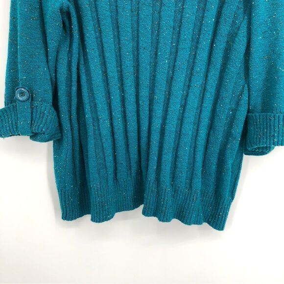 Catherines Sweater Teal V Neck Speckled Knit 3X Womens - Picture 6 of 8